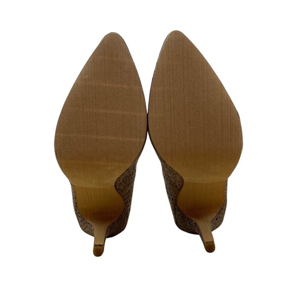 Not Rated Womens Gray Perforated Fabric Gold Glitter Pointed Toe Heels Sz 7.5 - Picture 8 of 8